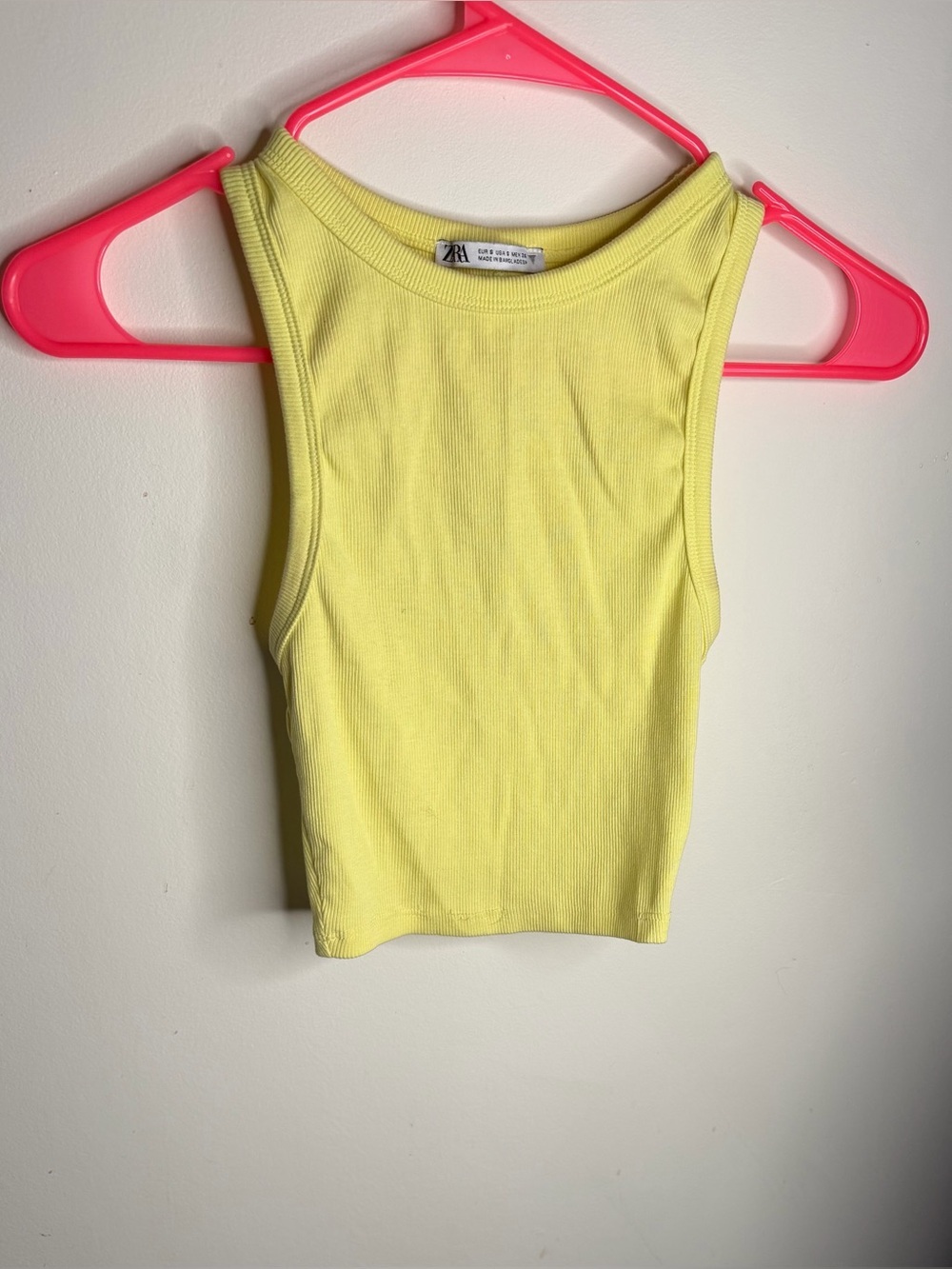 Zara Lemon Yellow Ribbed Crop Tank
